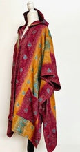 Kantha Knee Length Poncho Coats (Wine and Bronze)