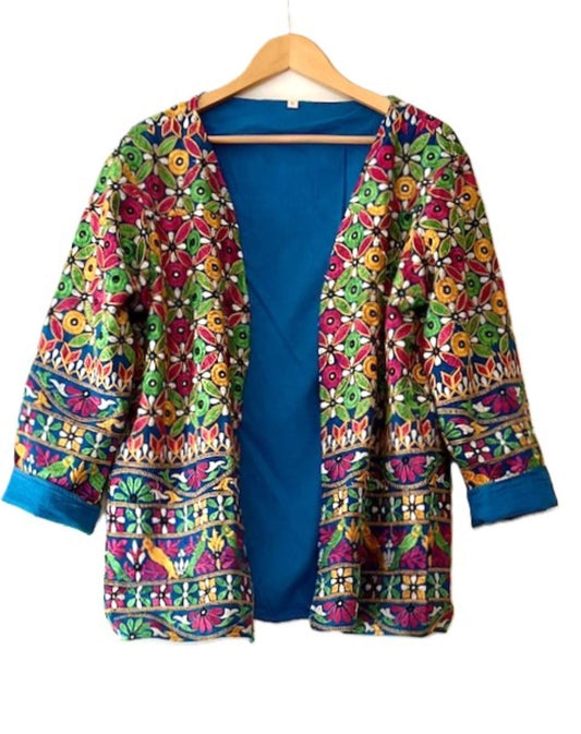 Short Hand Embroidered Jacket Mixed Colors (Green)