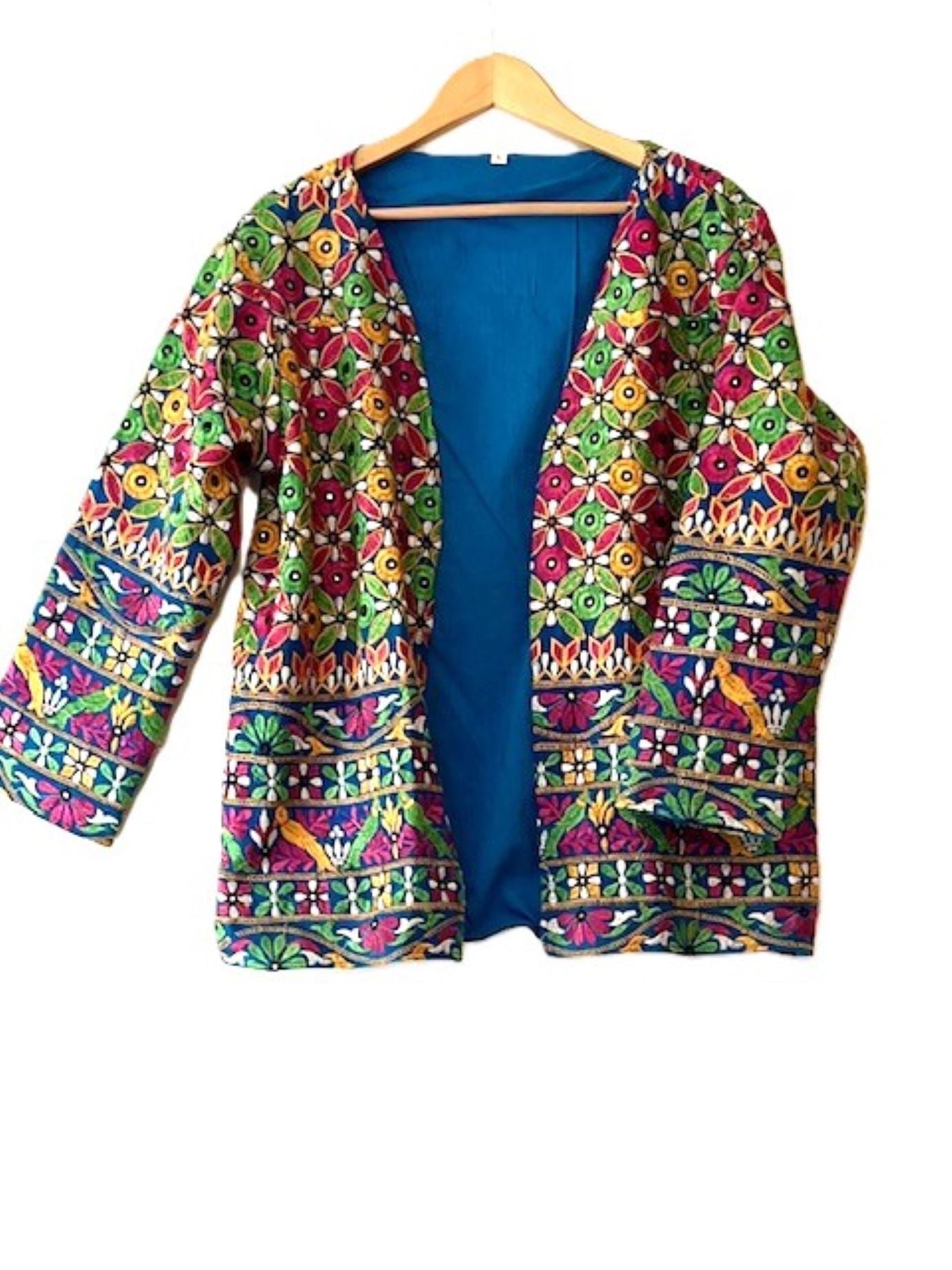 Short Hand Embroidered Jacket Mixed Colors (Green)