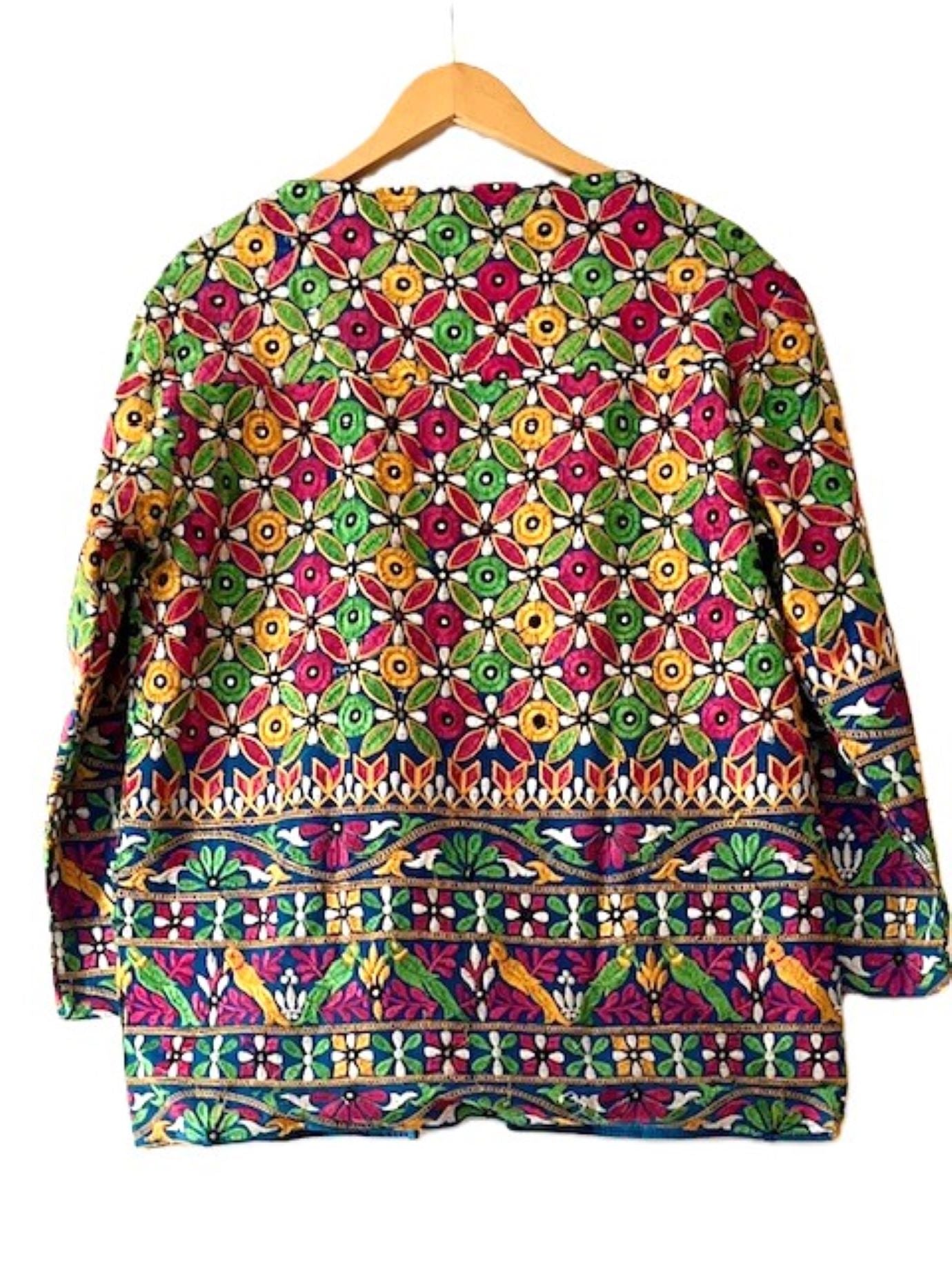 Short Hand Embroidered Jacket Mixed Colors (Green)