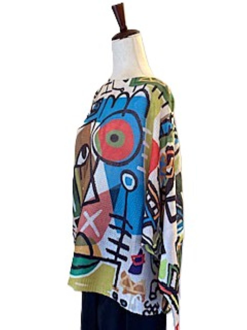Italian Knit Sweater, Colorful Abstract Picaso (Multicolor)