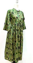 Floral Block Print Cotton Dress Looks Professional (Green)