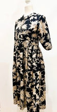 Floral Block Print Cotton Dress Looks Professional (Black)