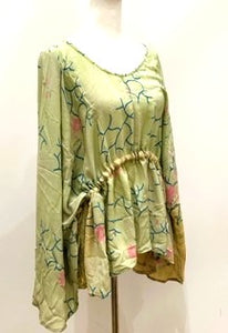 Eclispe Flowing Silk Top with Adjustable Ties: New Basic (Mint)