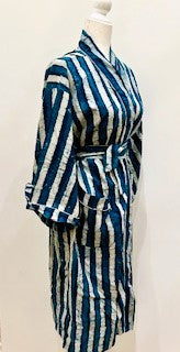 Best Seller: European Short Stripe Cotton Kimono Duster (Navy)