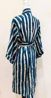 Best Seller: European Short Stripe Cotton Kimono Duster (Navy)