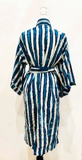 Best Seller: European Short Stripe Cotton Kimono Duster (Navy)