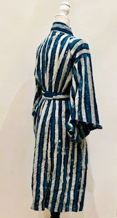 Best Seller: European Short Stripe Cotton Kimono Duster (Navy)