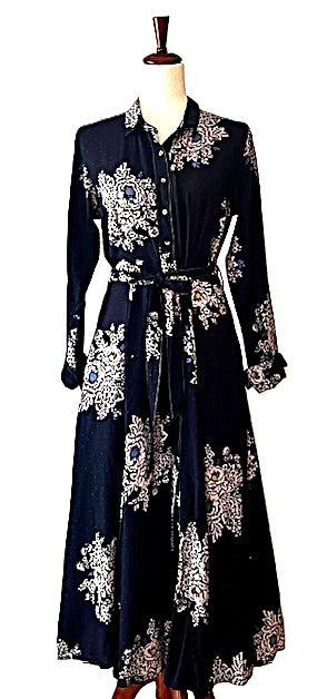 Dresses: Black Floral Shirtdress Is Stunning and Impressive.
