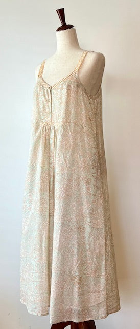 Dresses: Strappy Boho Midi Pastel Block Printed Dress. Feminine.