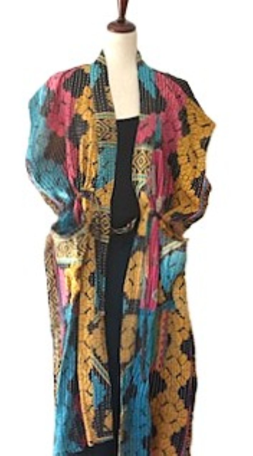 Kantha Bae Dreamweaver Kimono Vest (Pink Black)