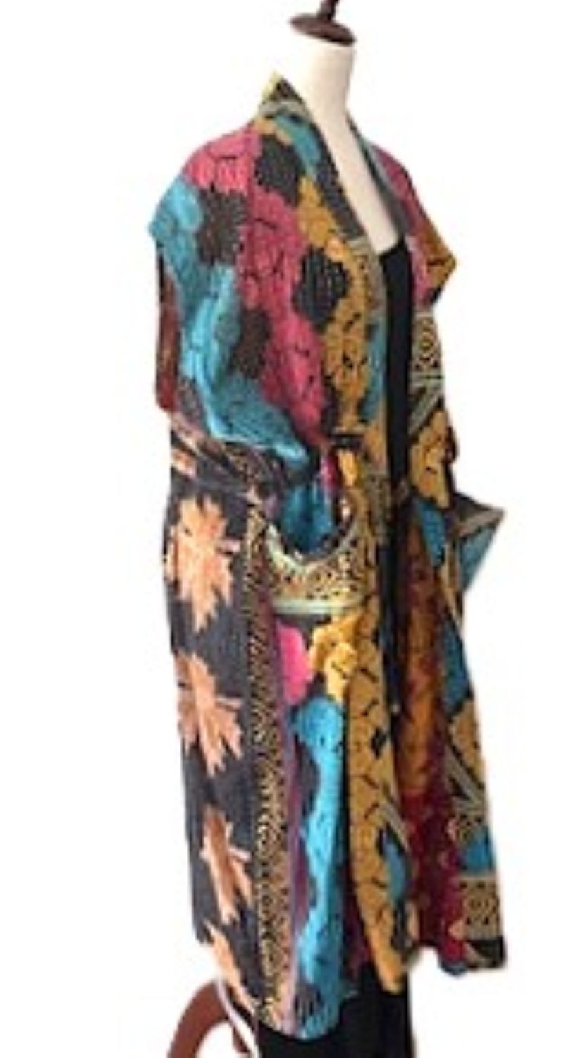 Kantha Bae Dreamweaver Kimono Vest (Pink Black)