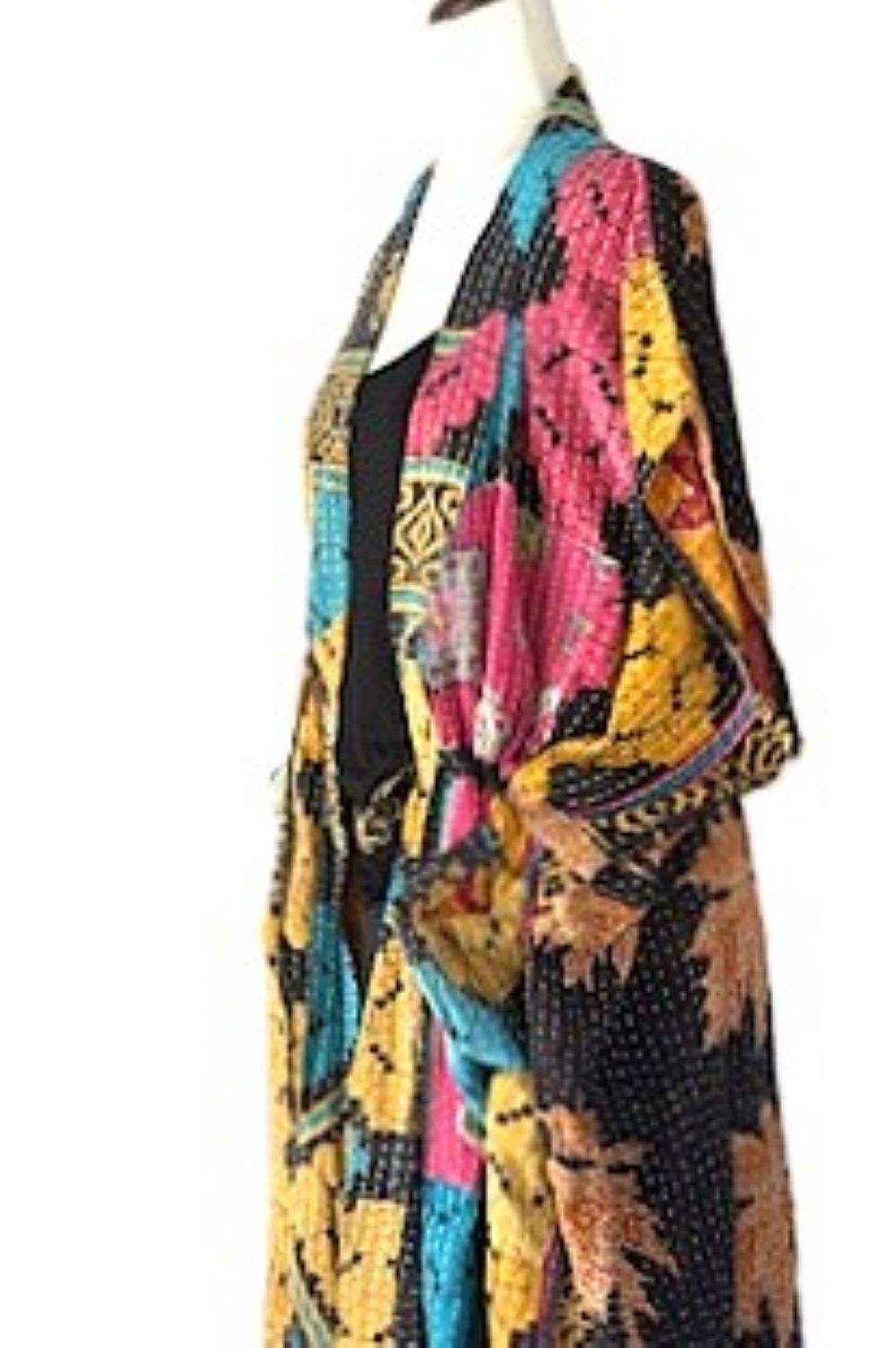 Kantha Bae Dreamweaver Kimono Vest (Pink Black)