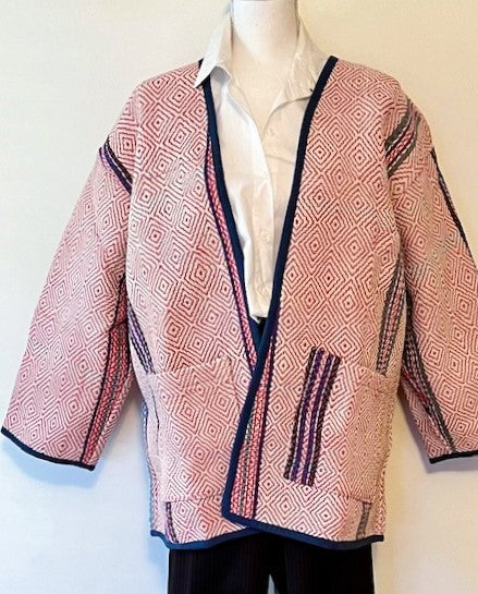 Vintage Patchwork Kantha Jacket, One of A Kind, Dusty Pink