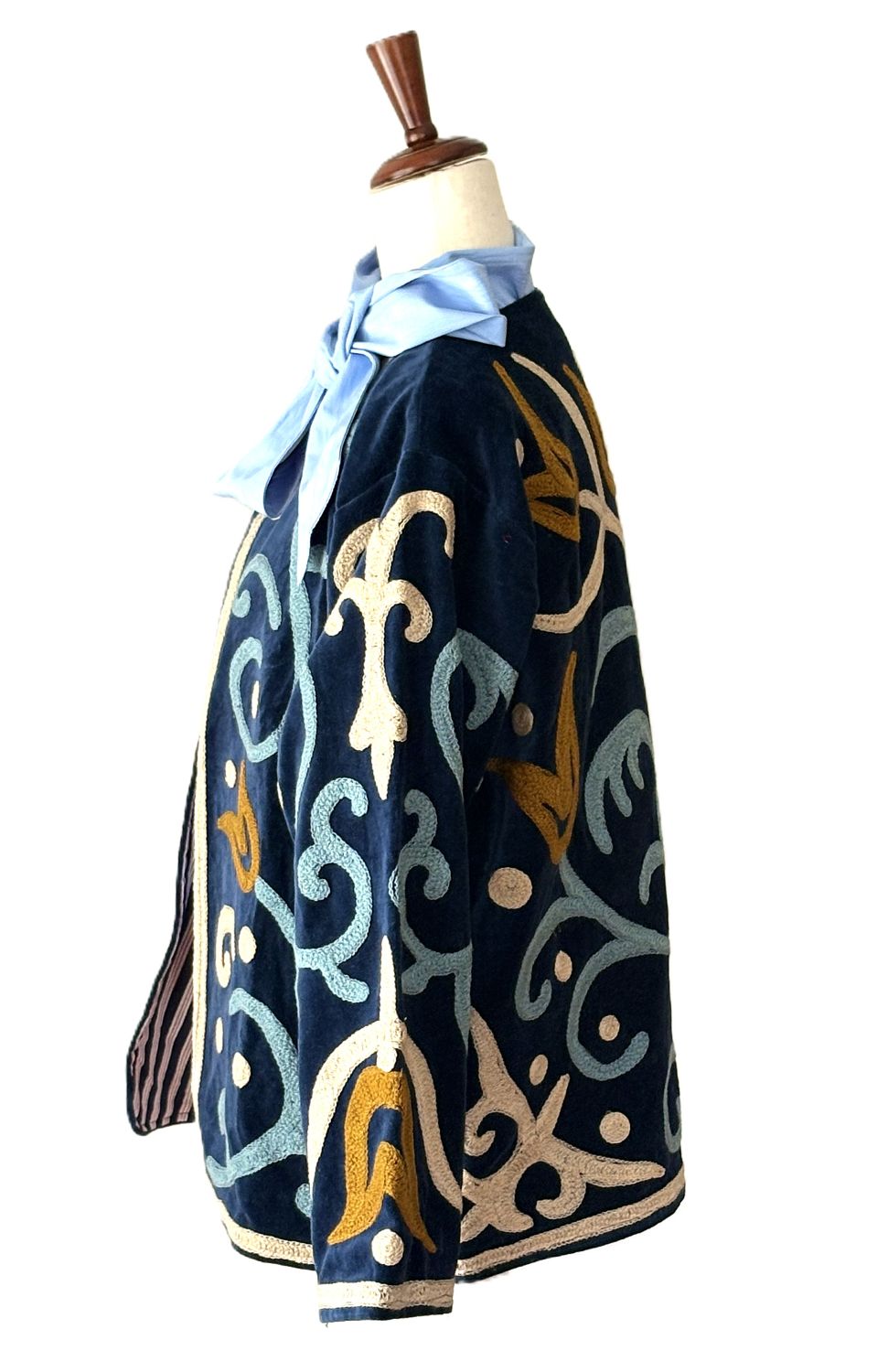 Jacket, Wearable Art, Hand Embroidered Abstract Pattern In Soft Tones.