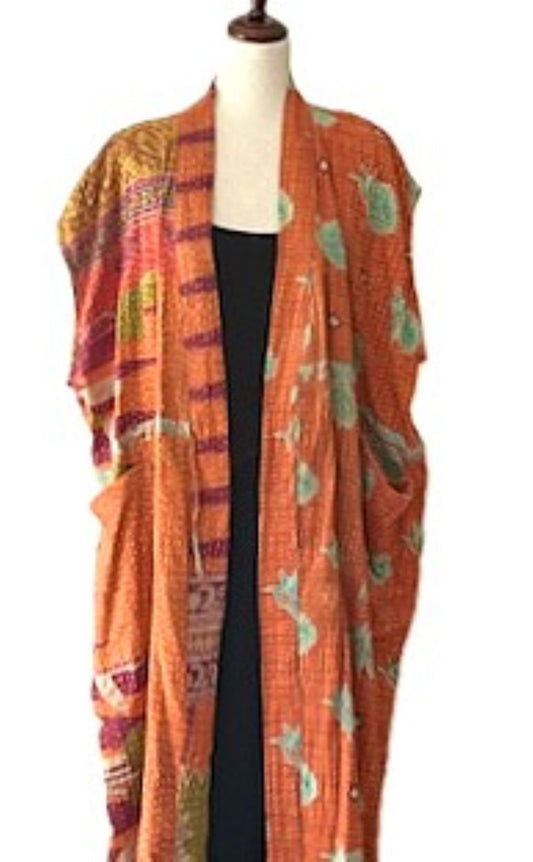 Kantha Bae Dreamweaver Kimono Vest (Red Gold)