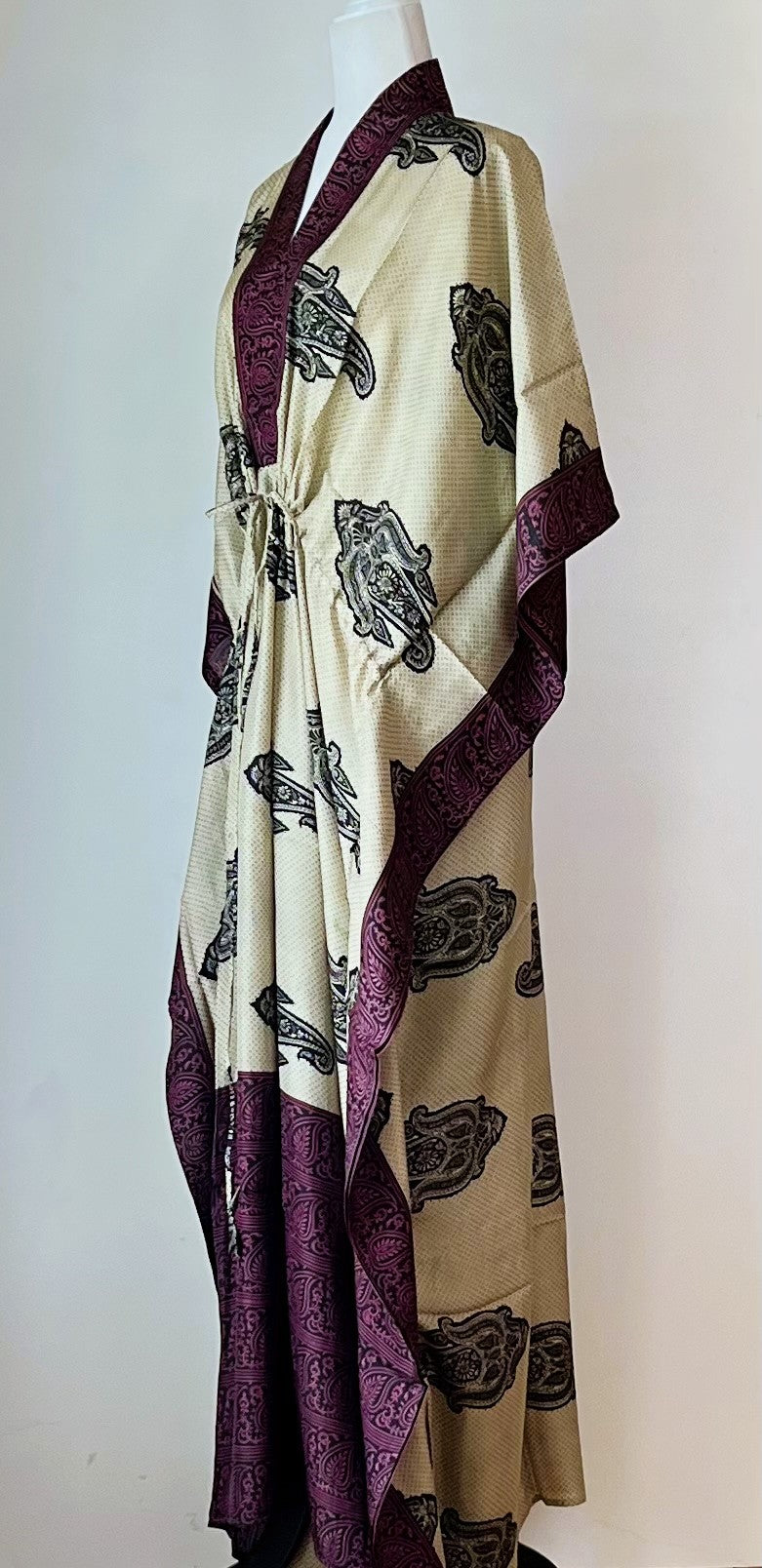 Beautiful Classic Handmade Caftan. Lounging, Beach or Pool Perfect. (Plum and Cream)