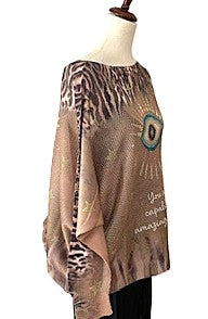 Italian Knit Sweater: Brown Eye Printed Sweater