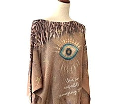 Italian Knit Sweater: Brown Eye Printed Sweater