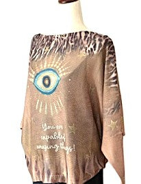 Italian Knit Sweater: Brown Eye Printed Sweater