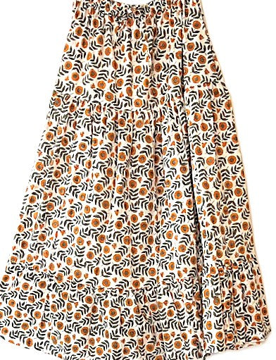 Skirt: Long Cotton Tiered Skirt with Pockets is a must in your wardrobe (Flowers)