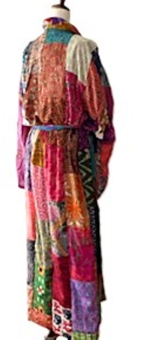 Kantha Bae Majestic Goddess Long Silk Patchwork Kimono