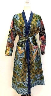 Exceptional Handmade Patchwork Long Jacket Is Timeless (Navy and Green)