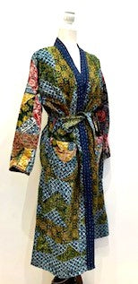 Exceptional Handmade Patchwork Long Jacket Is Timeless (Navy and Green)