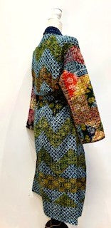 Exceptional Handmade Patchwork Long Jacket Is Timeless (Navy and Green)