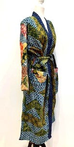 Exceptional Handmade Patchwork Long Jacket Is Timeless (Navy and Green)