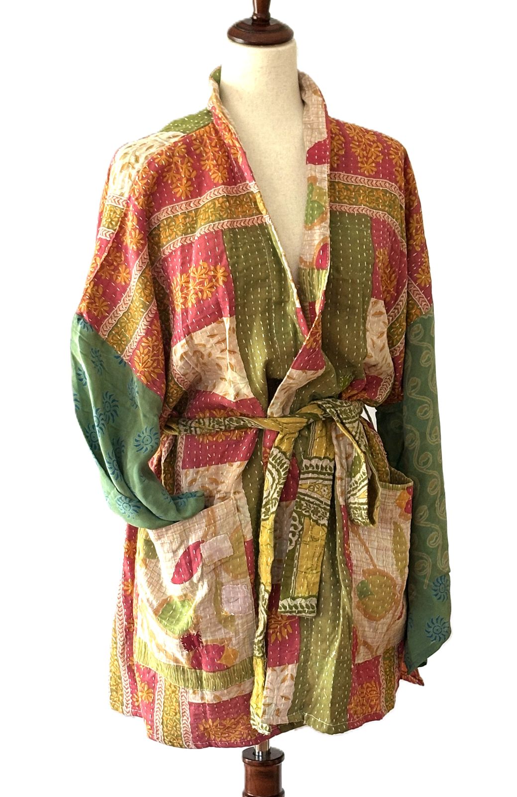 Kantha Bae Pareo Kantha Shortie Majestic Kimono (Olive)