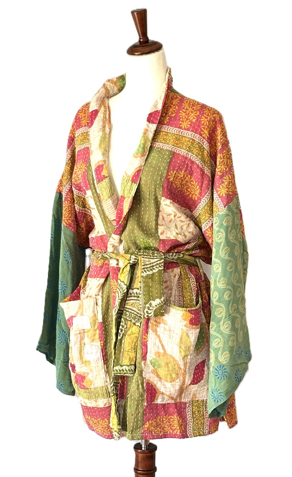Kantha Bae Pareo Kantha Shortie Majestic Kimono (Olive)
