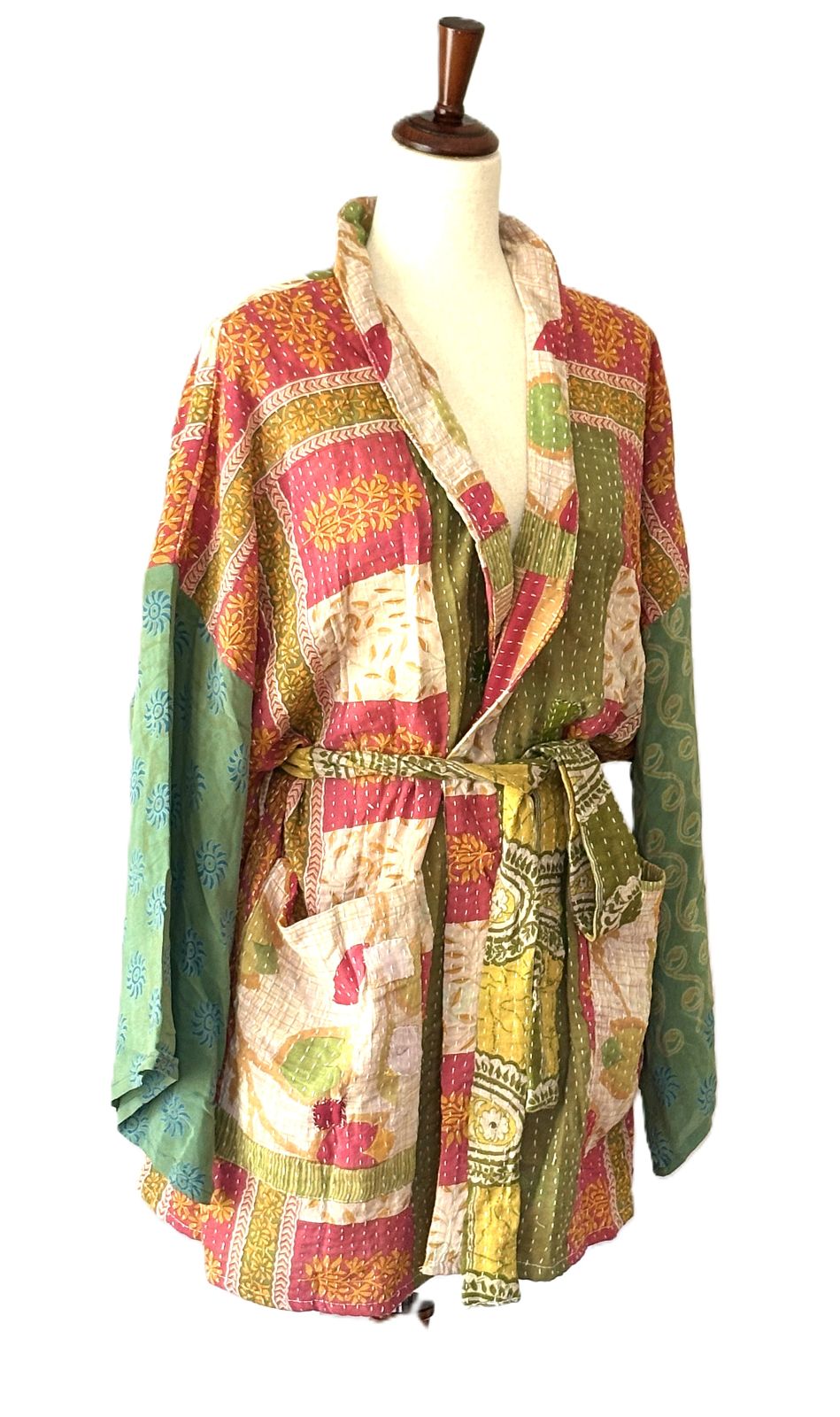 Kantha Bae Pareo Kantha Shortie Majestic Kimono (Olive)