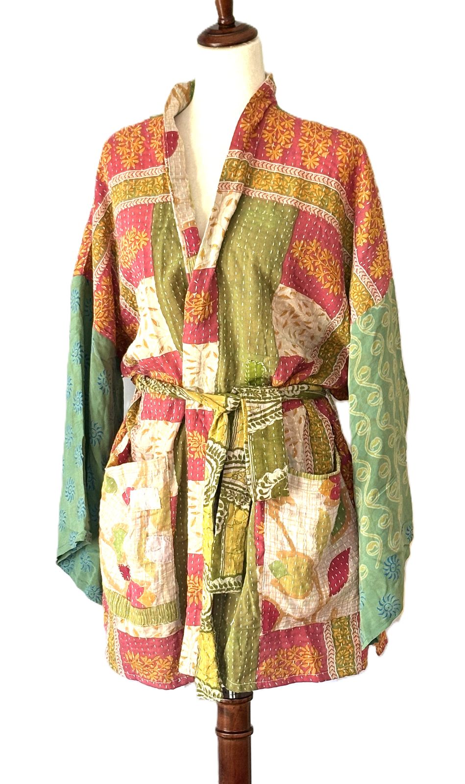 Kantha Bae Pareo Kantha Shortie Majestic Kimono (Olive)