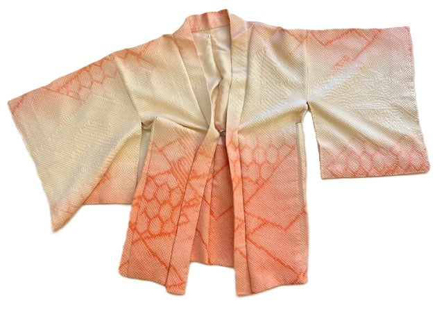 Luxurious Abstract Silk Haori Kimono Top. Soft, Supple, and Flattering (Peach)