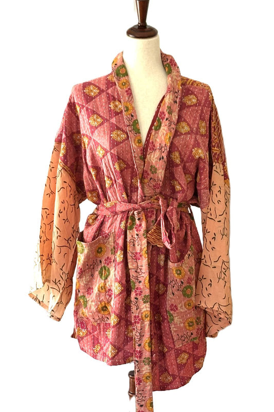 Kantha Bae Pareo Kantha Shortie Majestic Kimono (Rose)