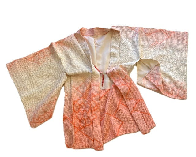 Luxurious Abstract Silk Haori Kimono Top. Soft, Supple, and Flattering (Peach)