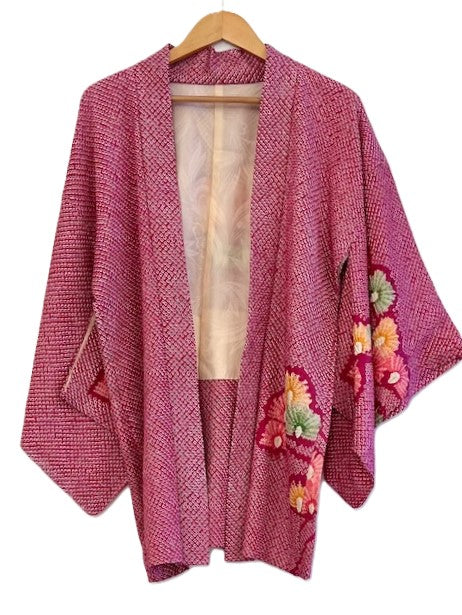 Luxurious Textured Silk Haori Kimono Top. Supple, and Flattering (Mauve)