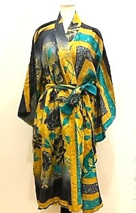 Abstract Floral Designer Cotton Kimono Duster Fully Reversible