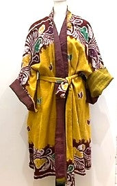 Elegant Hawaiian Floral Pattern: Designer Cotton Kimono Duster Fully Reversible