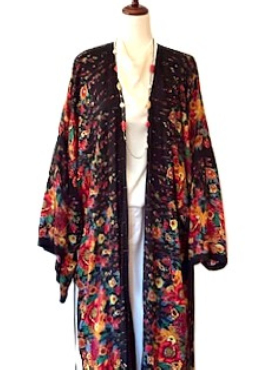 Kimonos, Long Silk Duster Dress or Jacket With Mixed Prints (2 Colors)