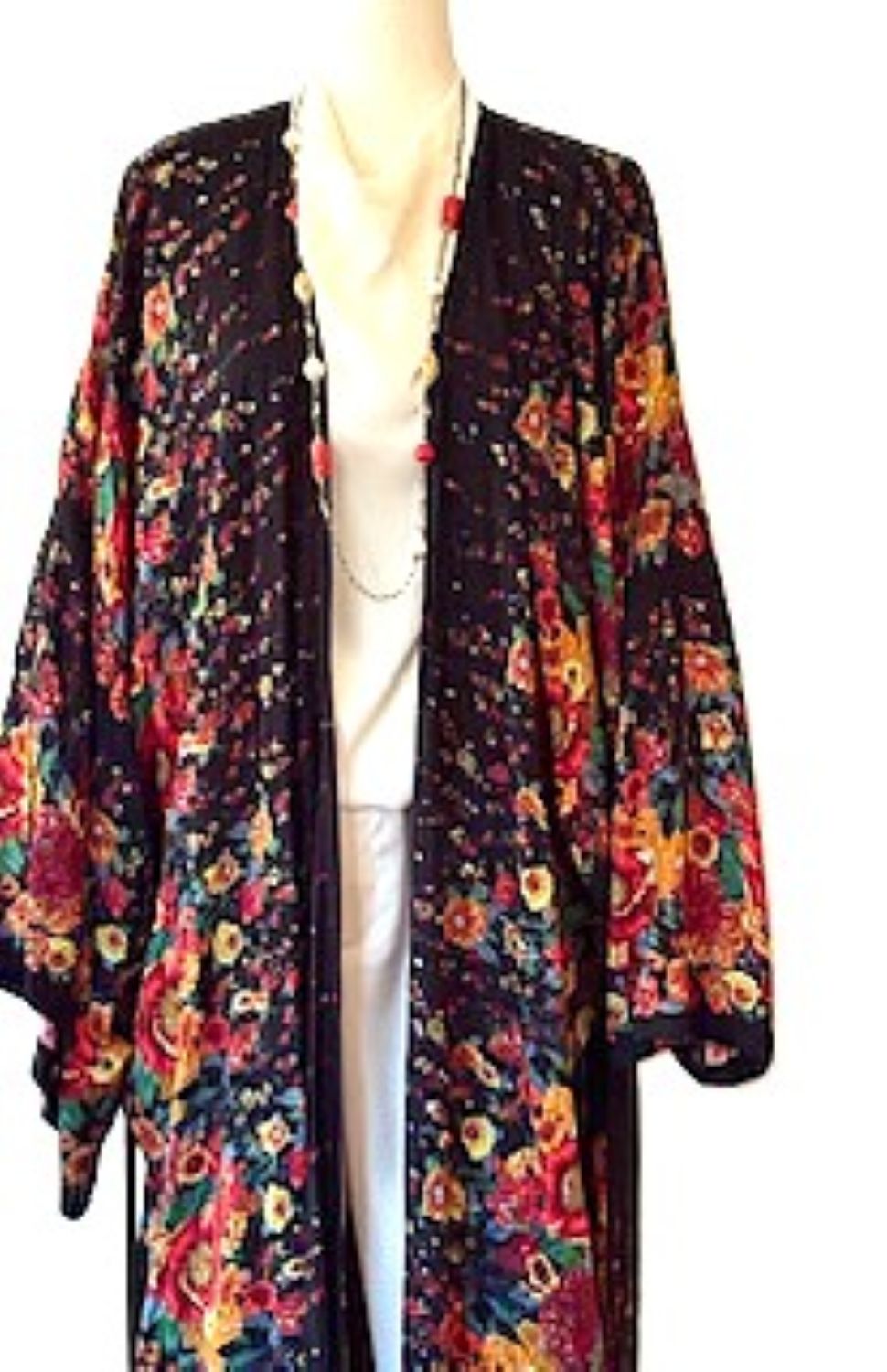 Kimonos, Long Silk Duster Dress or Jacket With Mixed Prints (2 Colors)