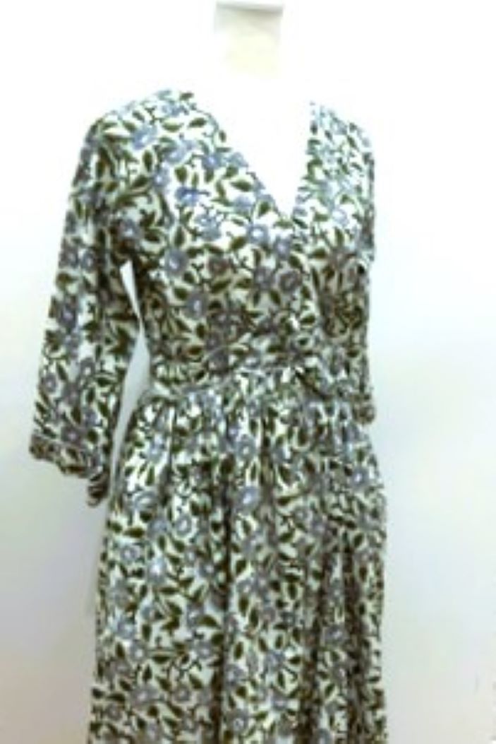 Sophisticated Block Print Floral Dress (Lilac/Olive)