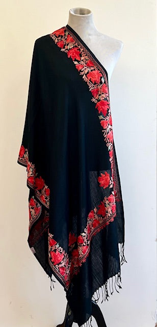 Taj Embroidered Wool Shawl