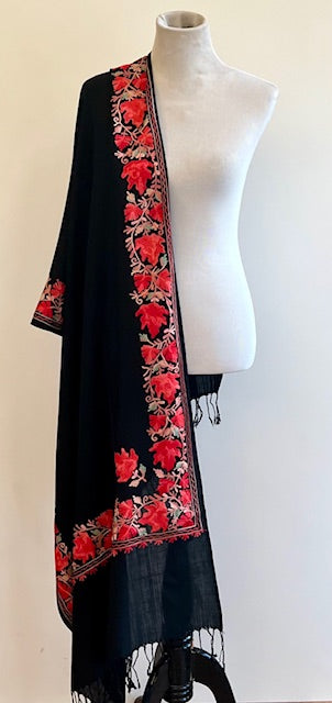 Taj Embroidered Wool Shawl