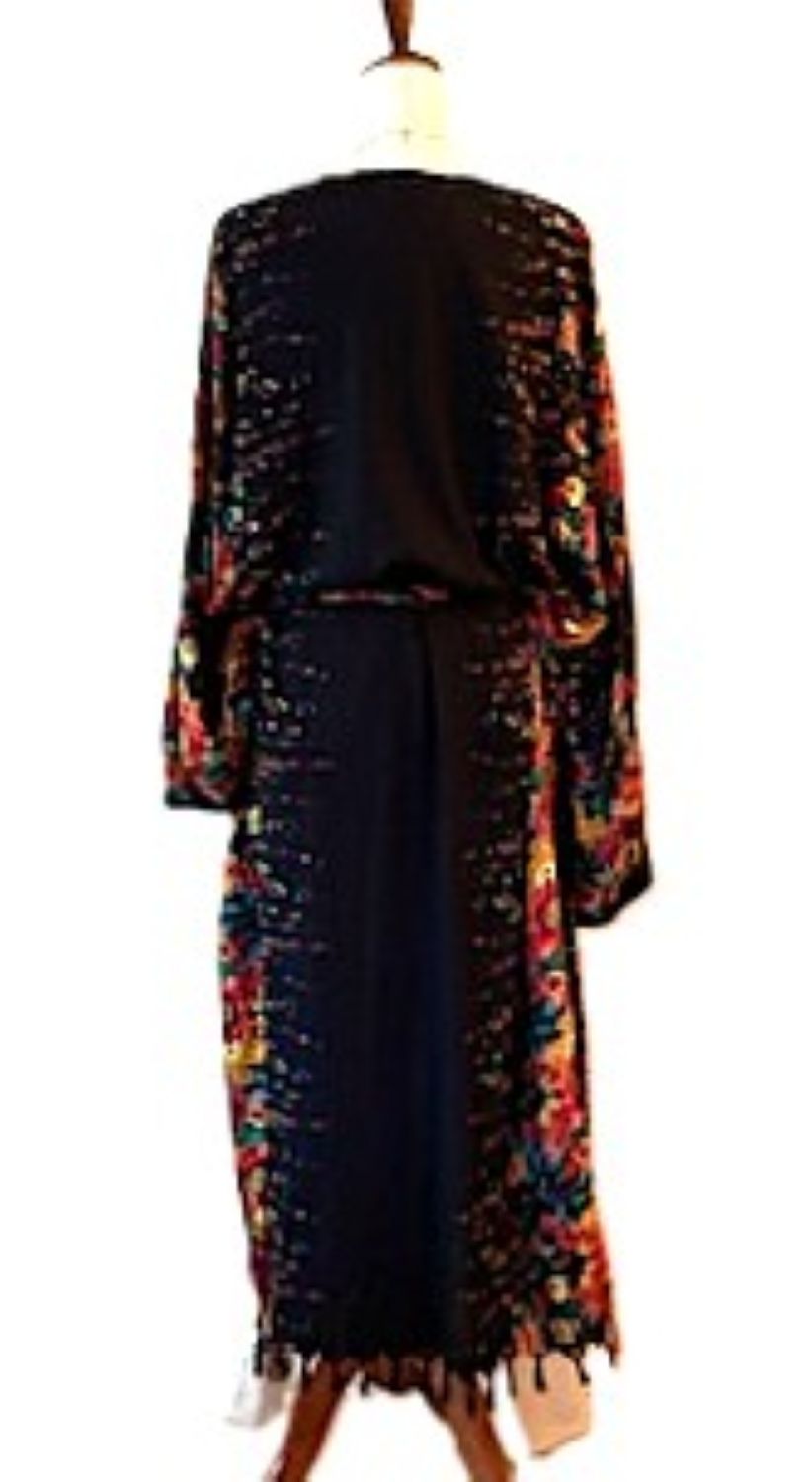 Kimonos, Long Silk Duster Dress or Jacket With Mixed Prints (2 Colors)