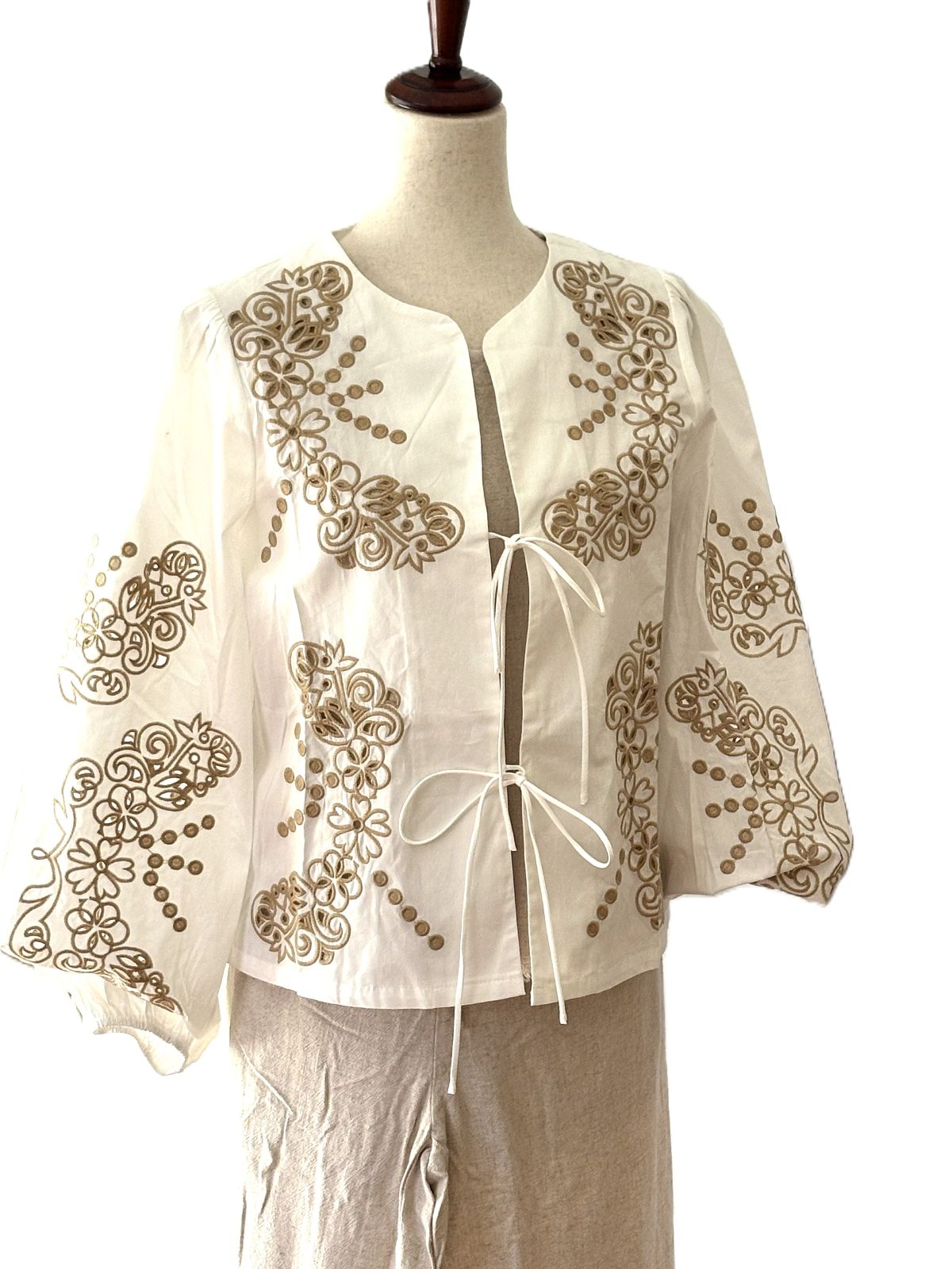 Pant Sets, Linen Crop Top With Banded Waist Pants (Natural)