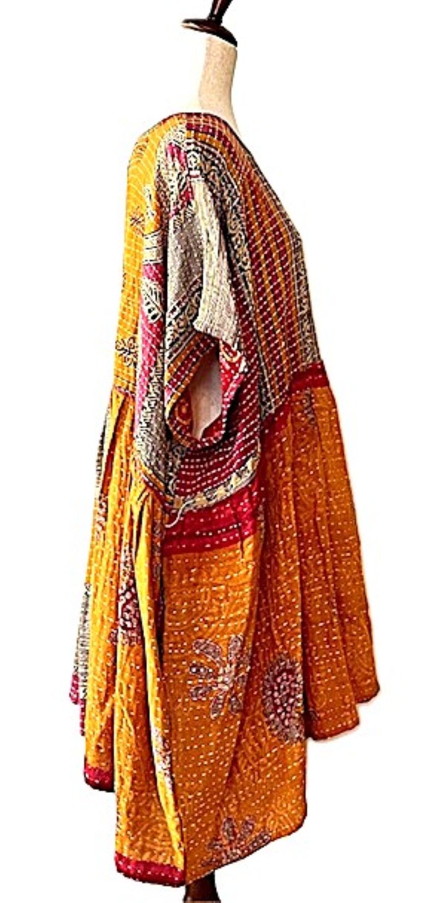 Kantha Bae Cotton Daydreamer Mini Dress (Gold)