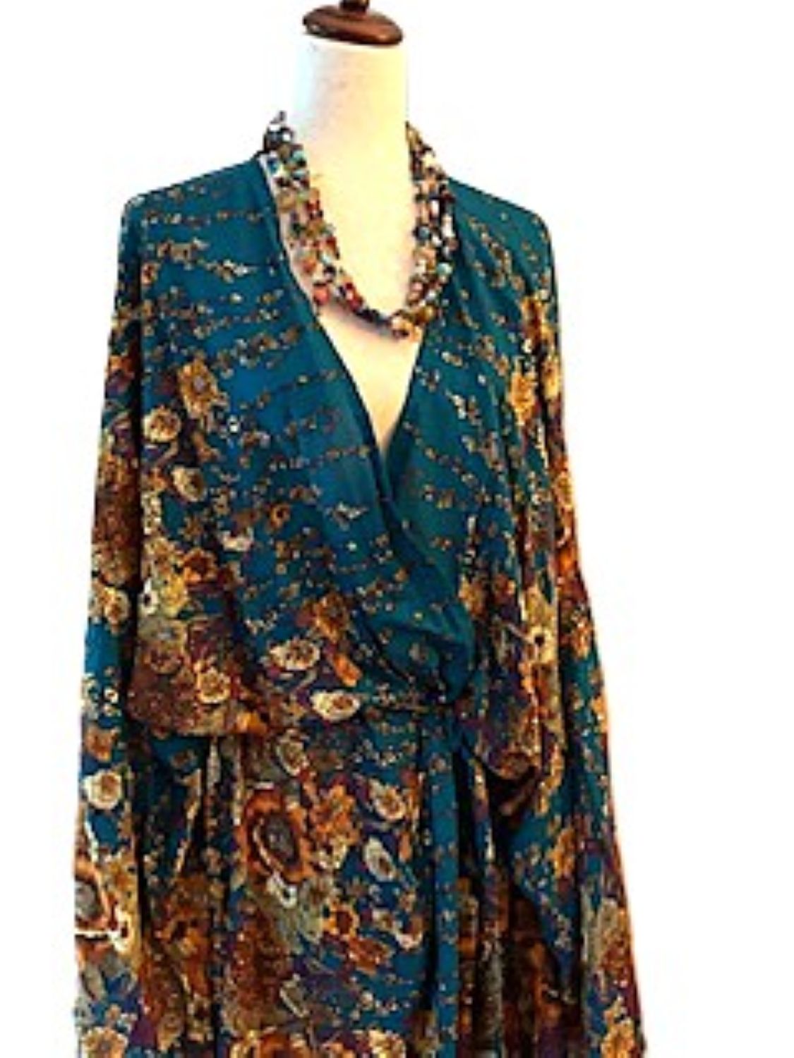 Kimonos, Long Silk Duster Dress or Jacket With Mixed Prints (2 Colors)