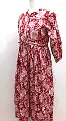 Floral Block Print Cotton Dress Looks Crisp in Shades of Red and White